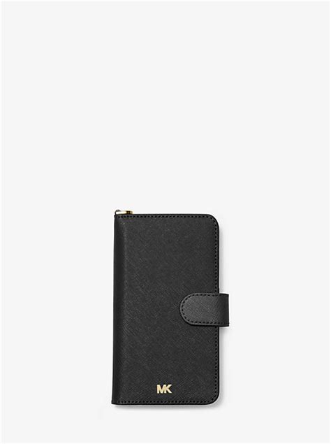 michael kors saffiano leather wristlet folio case for iphone
